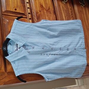 NWT Women's Columbia Sleeveless Diamond Dobby Check Shirt Size Medium